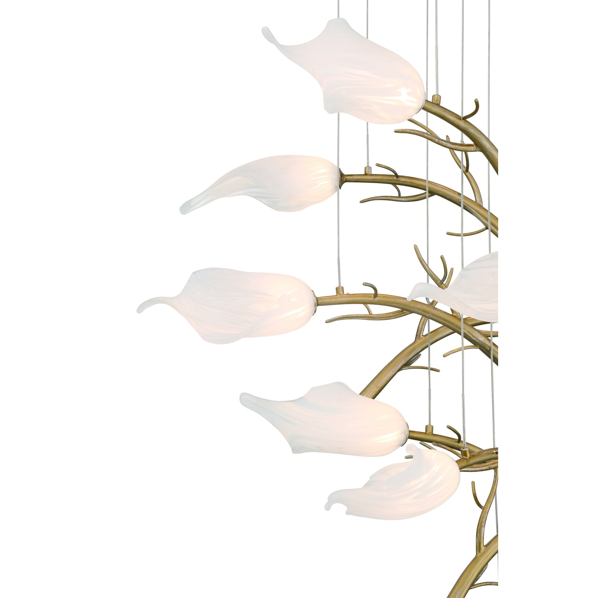 Eurofase Lighting Matera 22" 10-Light Integrated LED White Glass Shade Antique Gold Chandelier