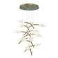 Eurofase Lighting Matera 22" 10-Light Integrated LED White Glass Shade Antique Gold Chandelier
