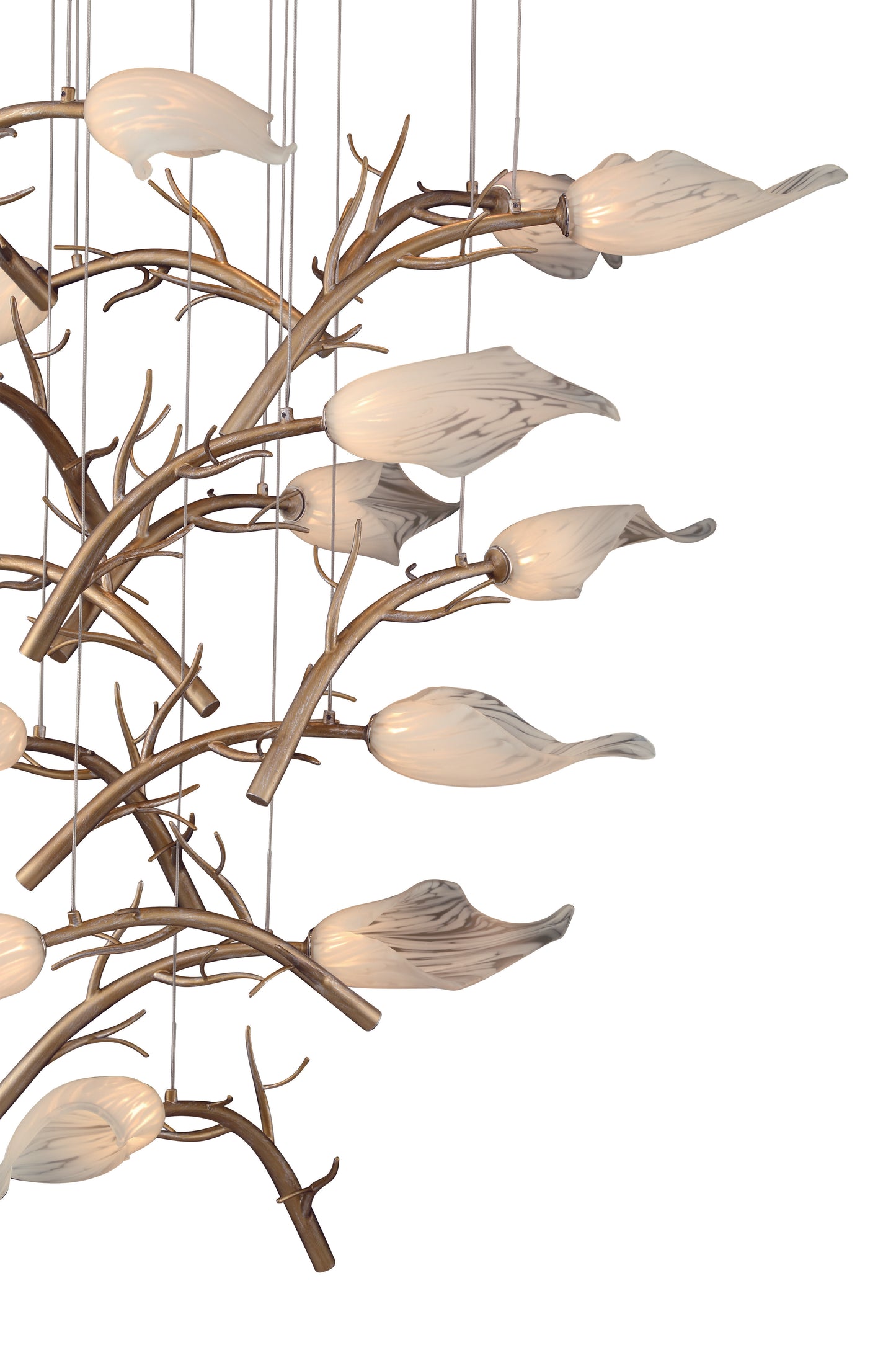 Eurofase Lighting Matera 28" 15-Light Integrated LED White Glass Shade Antique Gold Chandelier