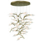 Eurofase Lighting Matera 36" 25-Light Integrated LED White Glass Shade Antique Gold Chandelier