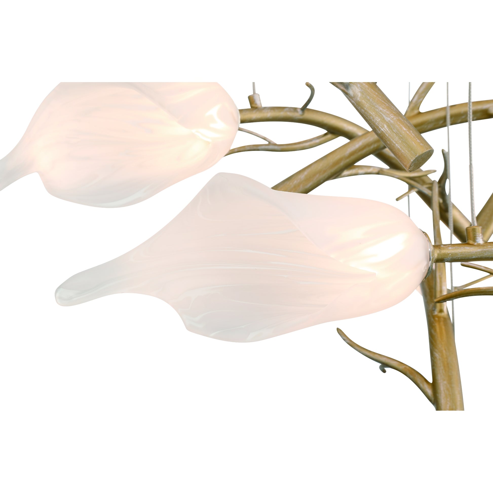 Eurofase Lighting Matera 36" 25-Light Integrated LED White Glass Shade Antique Gold Chandelier