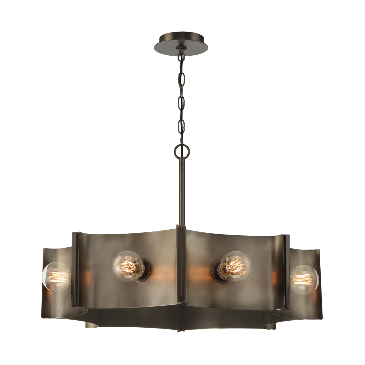 Eurofase Lighting Metallo 30" 8-Light Dimmable Incandescent Bare Bulb Vintage Nickel Chandelier