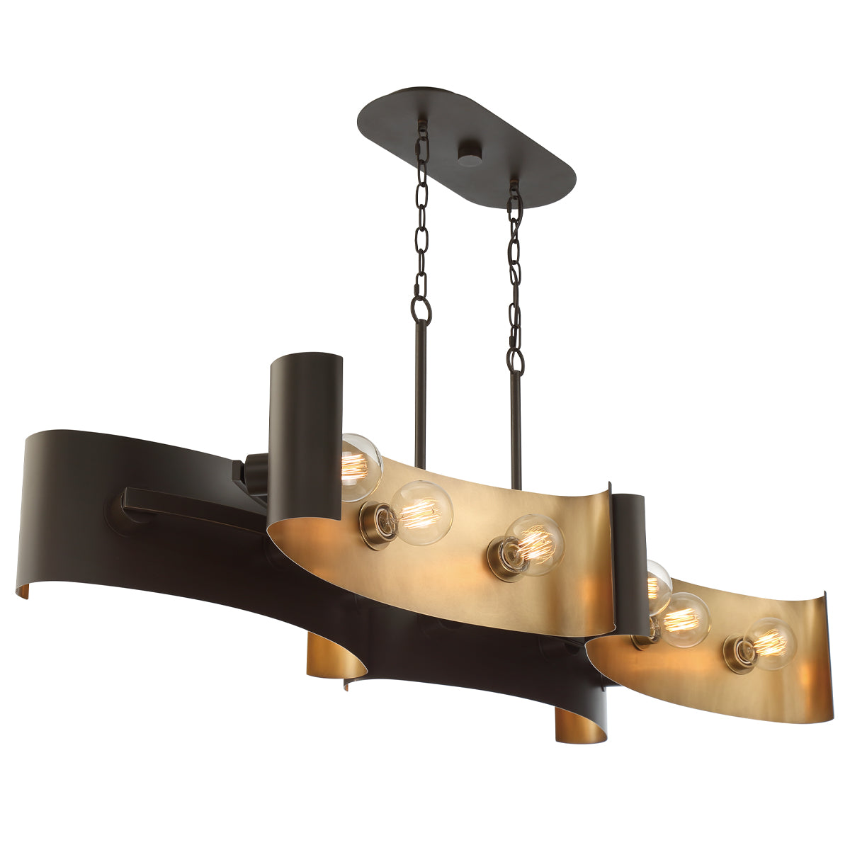 Eurofase Lighting Metallo 48" 12-Light Dimmable Incandescent Bare Bulb Bronze Linear Chandelier