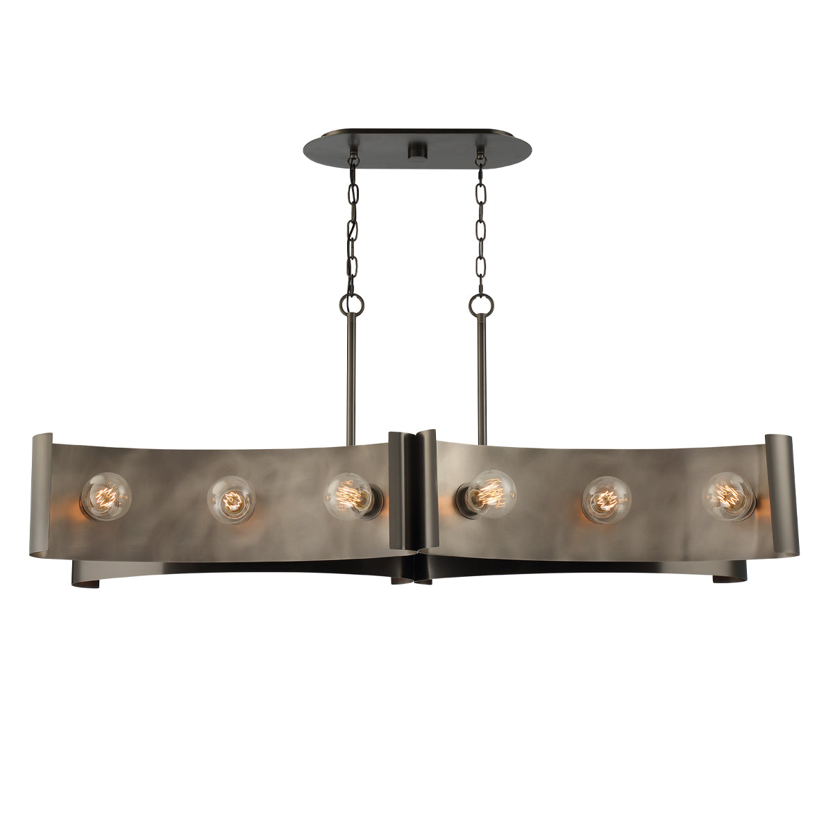 Eurofase Lighting Metallo 48" 12-Light Dimmable Incandescent Bare Bulb Vintage Nickel Linear Chandelier