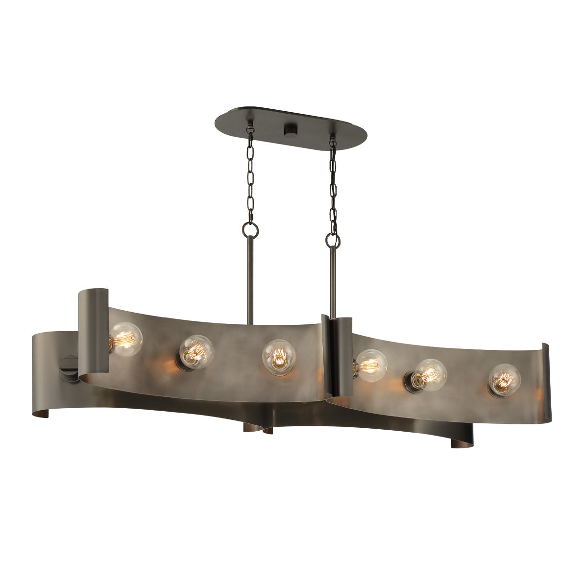 Eurofase Lighting Metallo 48" 12-Light Dimmable Incandescent Bare Bulb Vintage Nickel Linear Chandelier