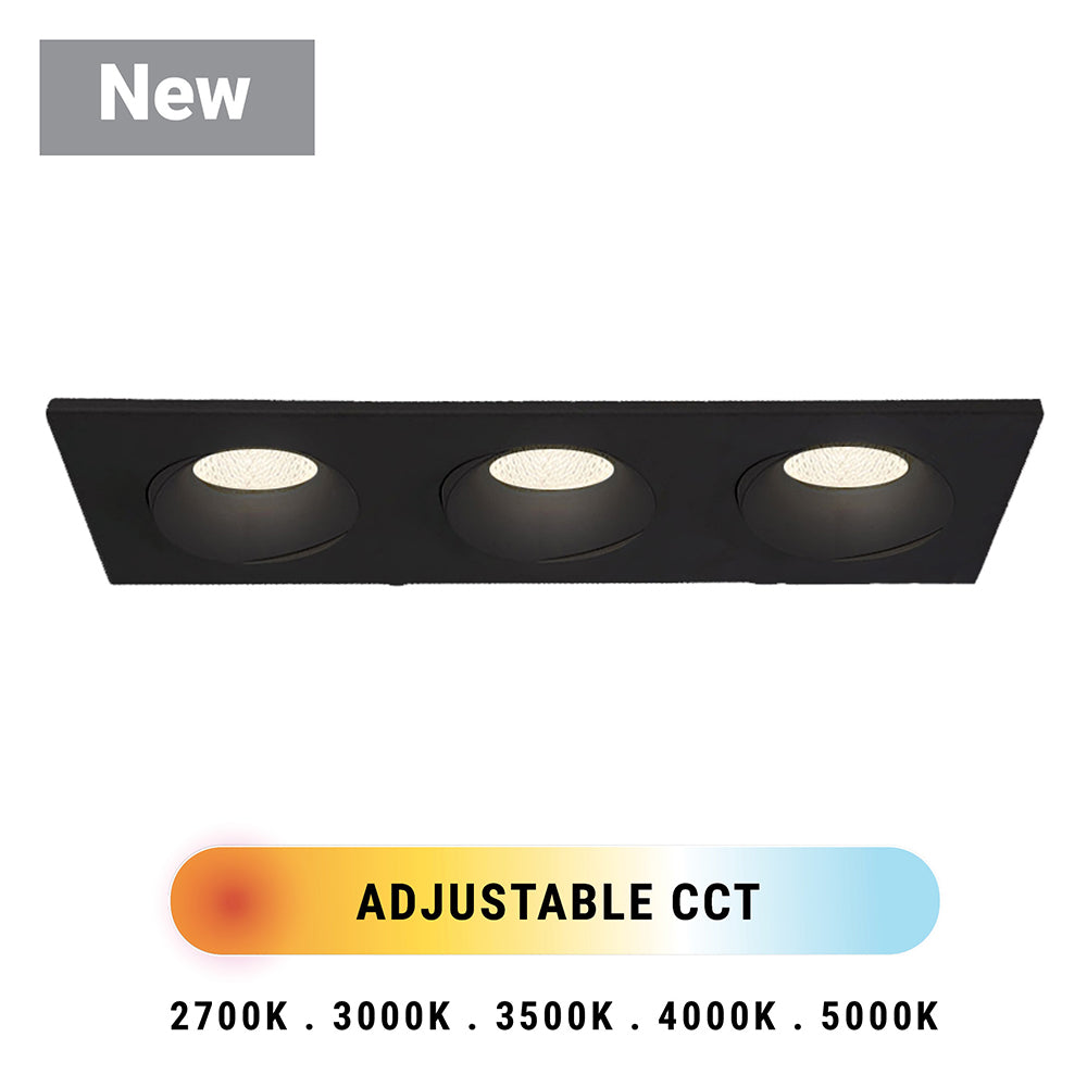 Eurofase Lighting Midway 12" Black Rectangular Triple Regressed Gimbal Integrated LED Aluminum Recessed Light