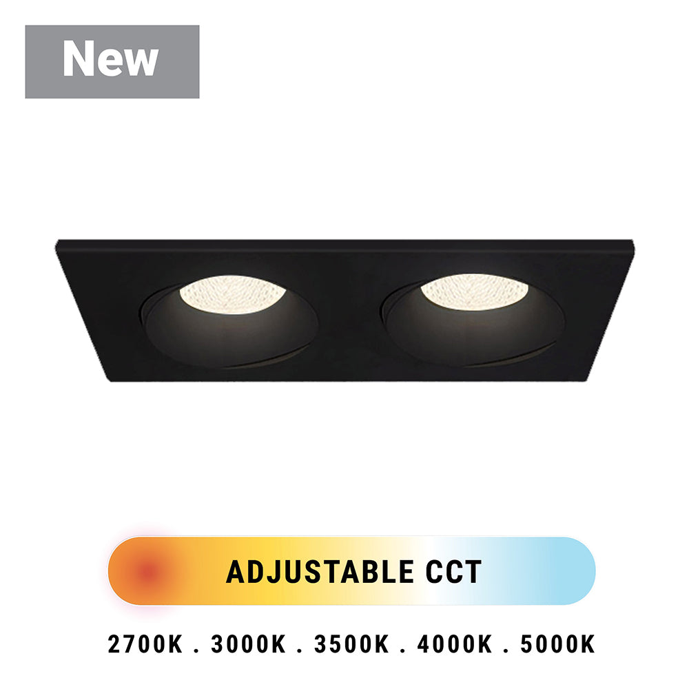 Eurofase Lighting Midway 8" Black Rectangular Double Regressed Gimbal Integrated LED Aluminum Recessed Light