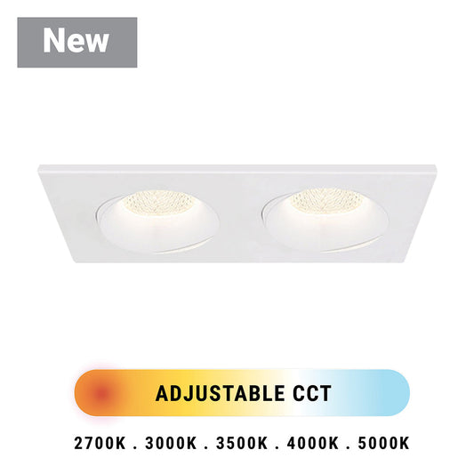 Eurofase Lighting Midway 8" White Rectangular Double Regressed Gimbal Integrated LED Aluminum Recessed Light