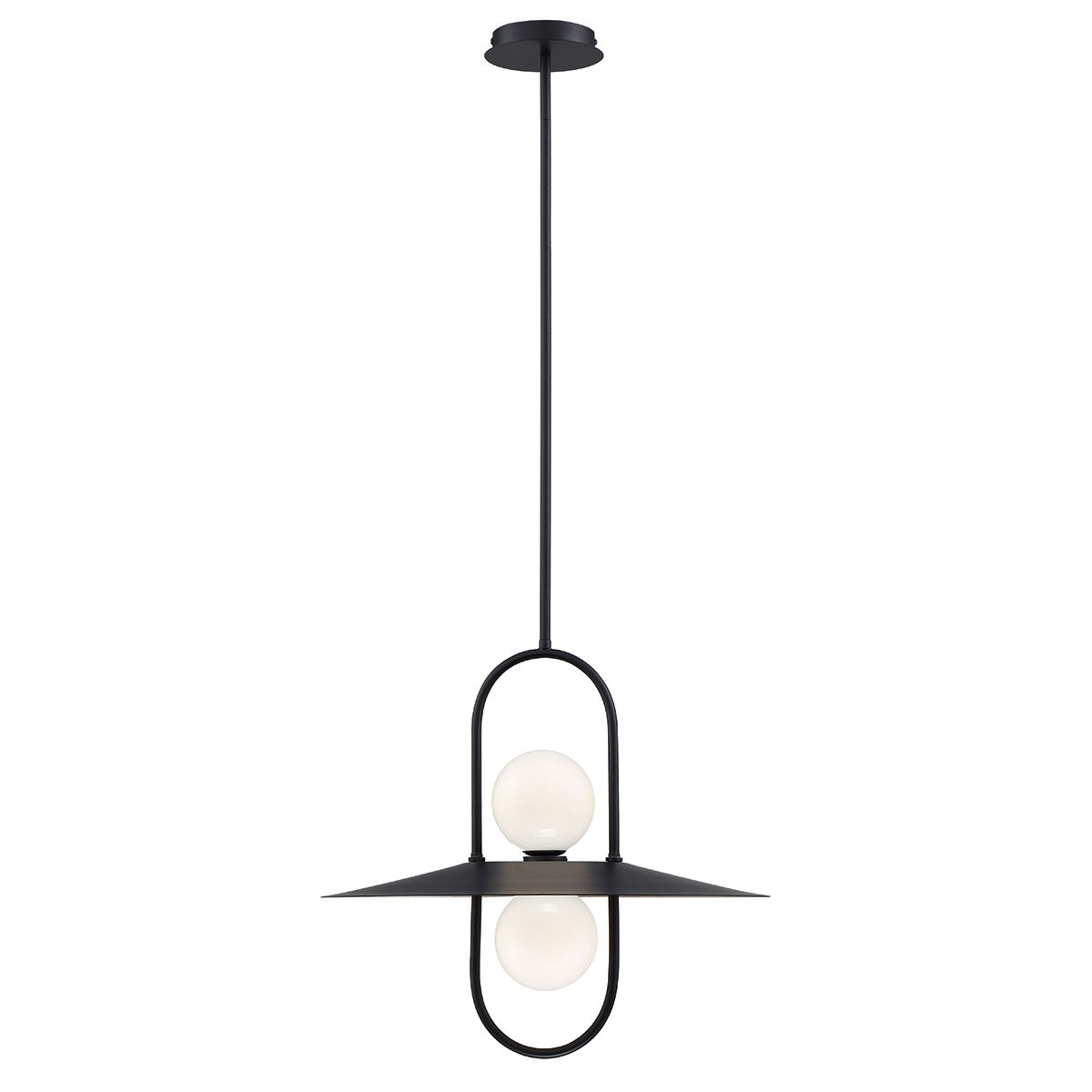 Eurofase Lighting Millbrook 20" 2-Light Dimmable LED Black Pendant Light With Opal White Glass Shade
