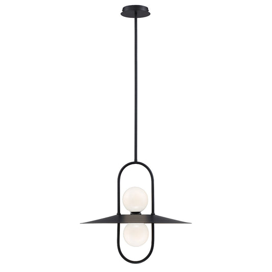Eurofase Lighting Millbrook 20" 2-Light Dimmable LED Black Pendant Light With Opal White Glass Shade