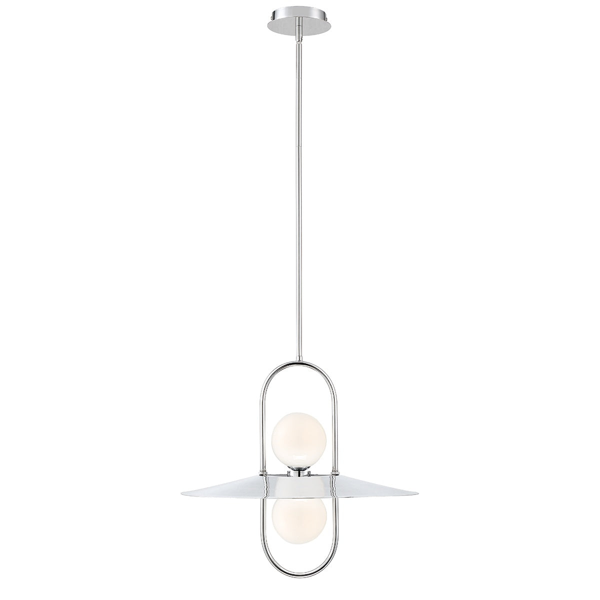 Eurofase Lighting Millbrook 20" 2-Light Dimmable LED Chrome Pendant Light With Opal White Glass Shade