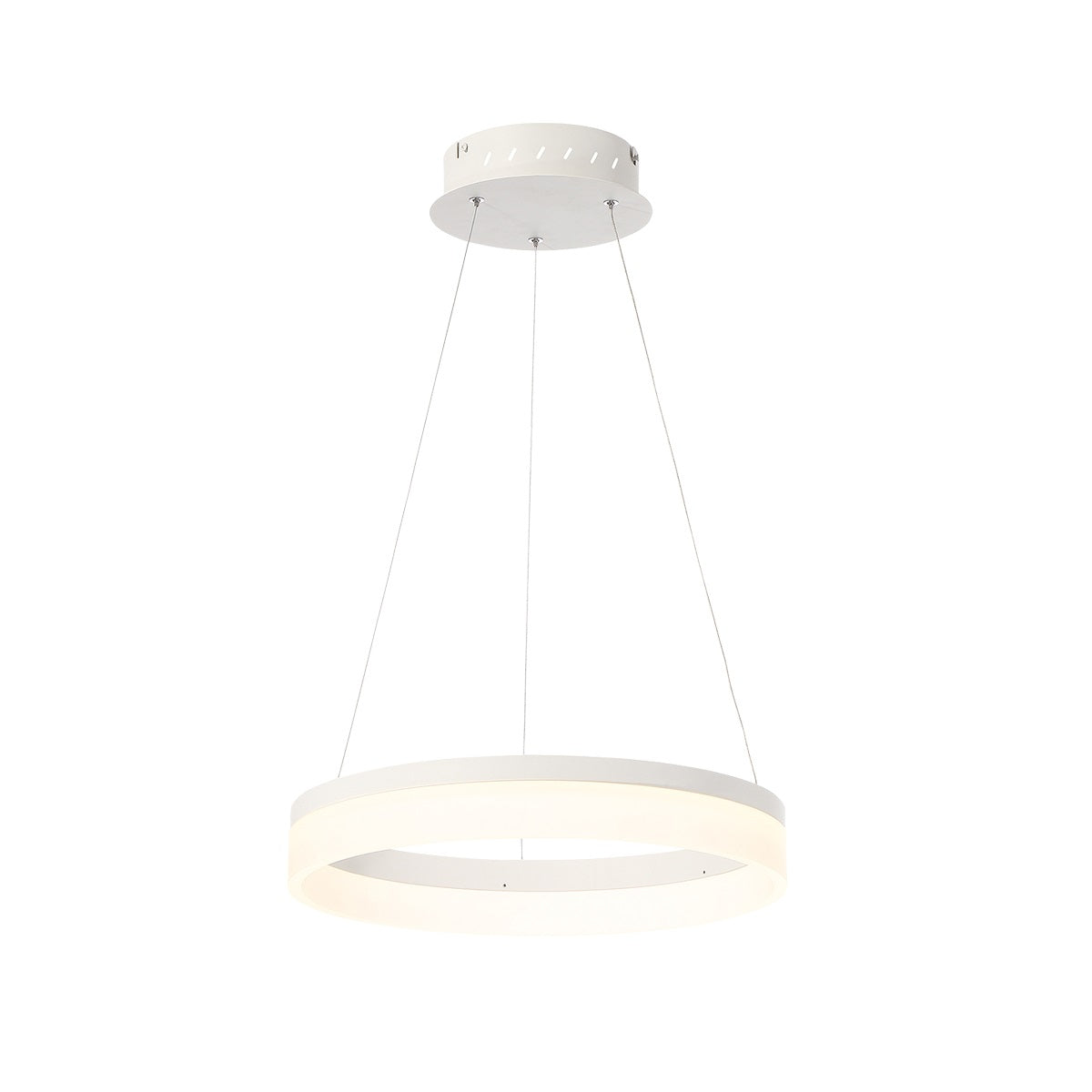 Eurofase Lighting Minuta 17" Small Round Dimmable Integrated LED Aluminum Sand White Chandelier With Frosted Acrylic Shade
