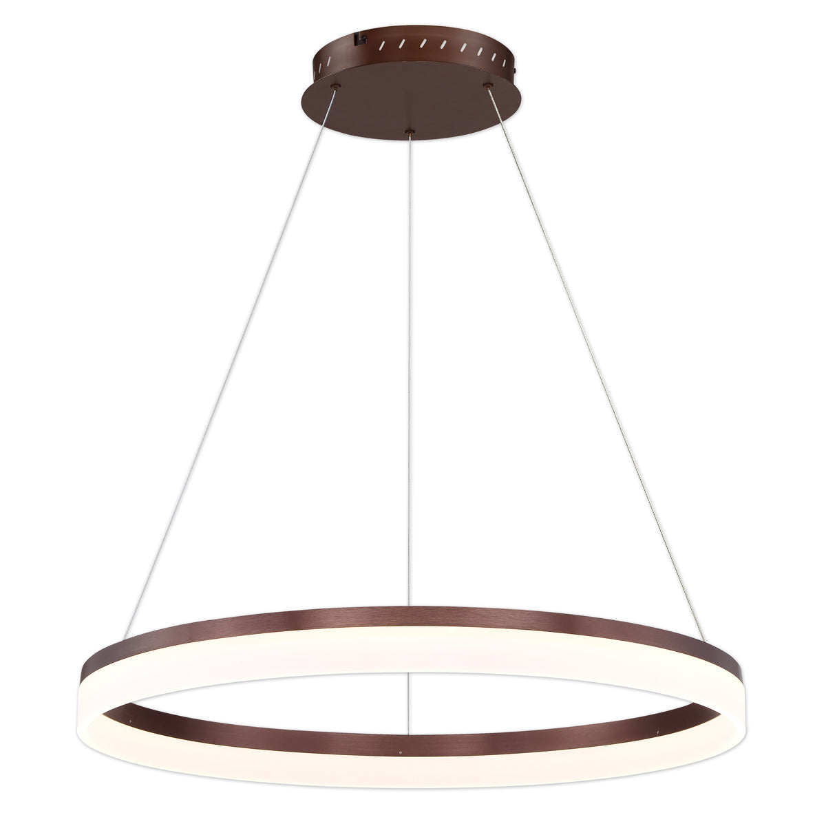 Eurofase Lighting Minuta 32" Large Round Dimmable Integrated LED Aluminum Bronze Chandelier With Frosted Acrylic Shade