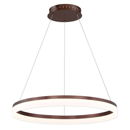 Eurofase Lighting Minuta 32" Large Round Dimmable Integrated LED Aluminum Bronze Chandelier With Frosted Acrylic Shade