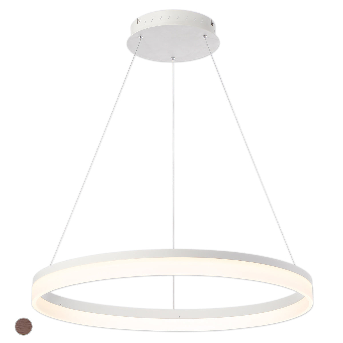 Eurofase Lighting Minuta 32" Large Round Dimmable Integrated LED Aluminum Sand White Chandelier With Frosted Acrylic Shade