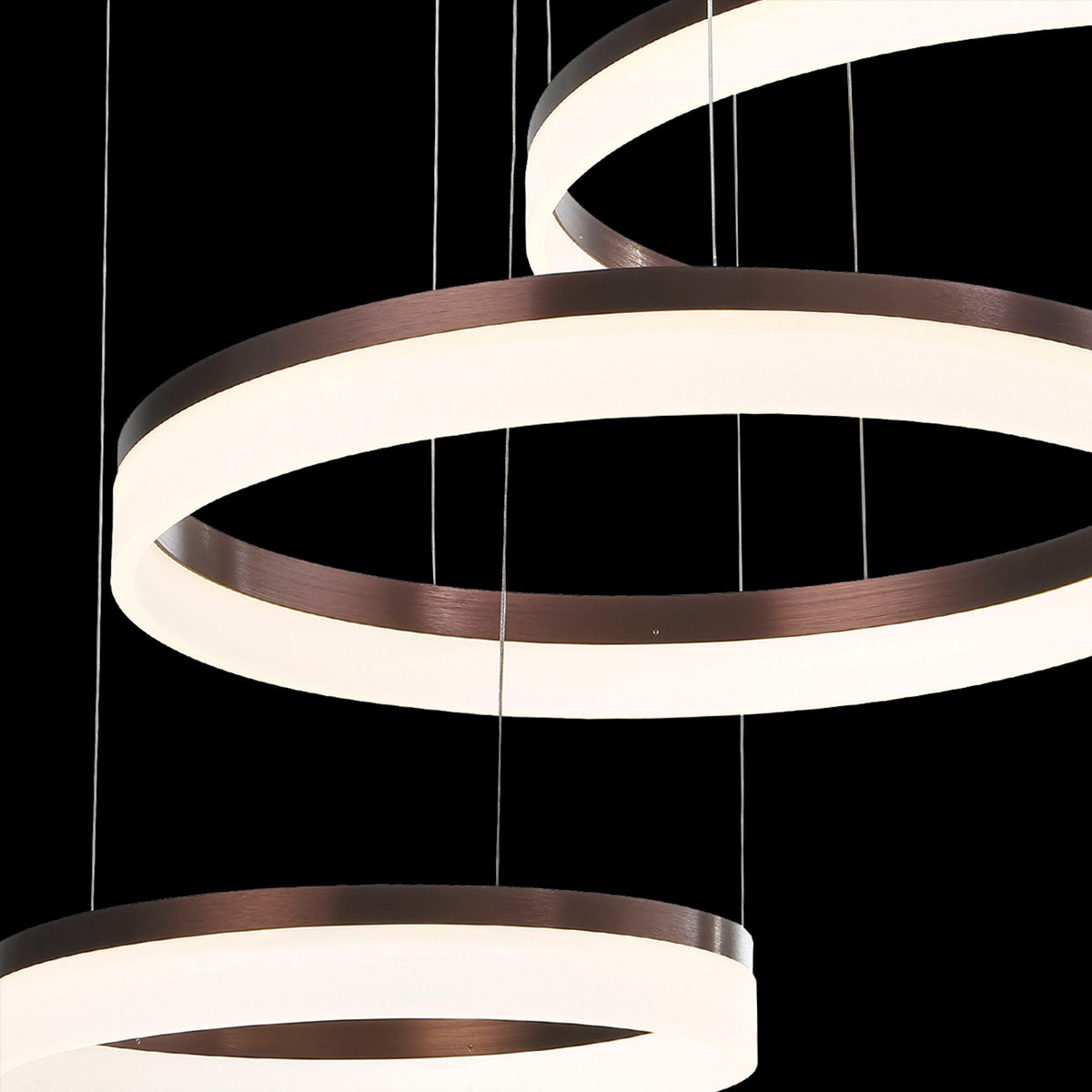 Eurofase Lighting Minuta 48" 3-Tier Round Dimmable Integrated LED Aluminum Bronze Chandelier With Frosted Acrylic Shades