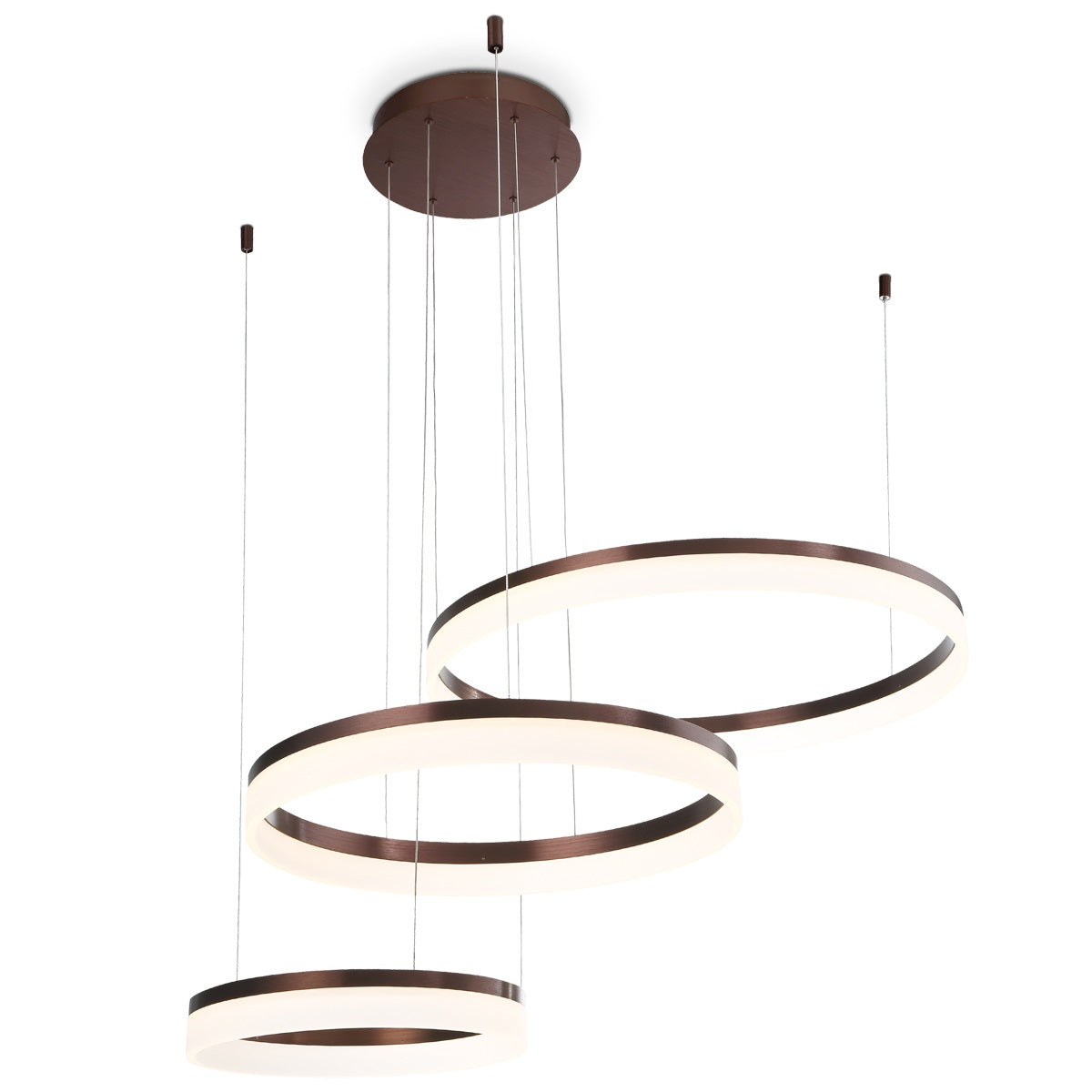 Eurofase Lighting Minuta 48" 3-Tier Round Dimmable Integrated LED Aluminum Bronze Chandelier With Frosted Acrylic Shades