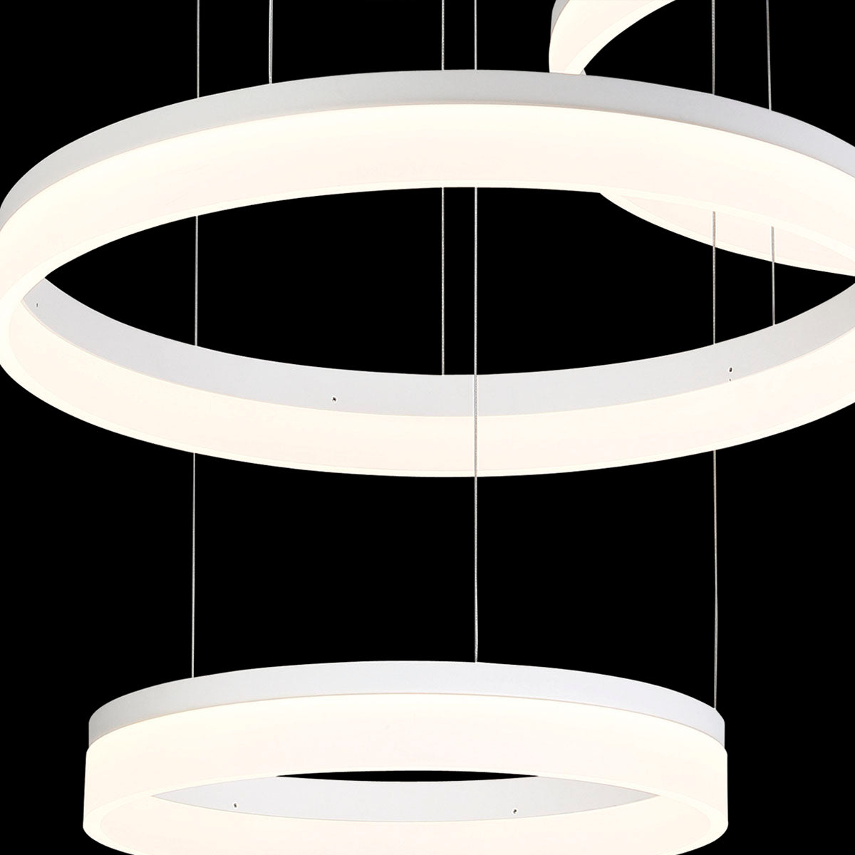Eurofase Lighting Minuta 48" 3-Tier Round Dimmable Integrated LED Aluminum Sand White Chandelier With Frosted Acrylic Shades