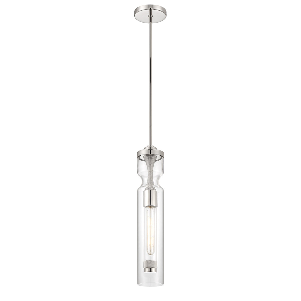 Eurofase Lighting Mistero 21" Dimmable Satin Nickel Pendant Light With Clear Glass Shade