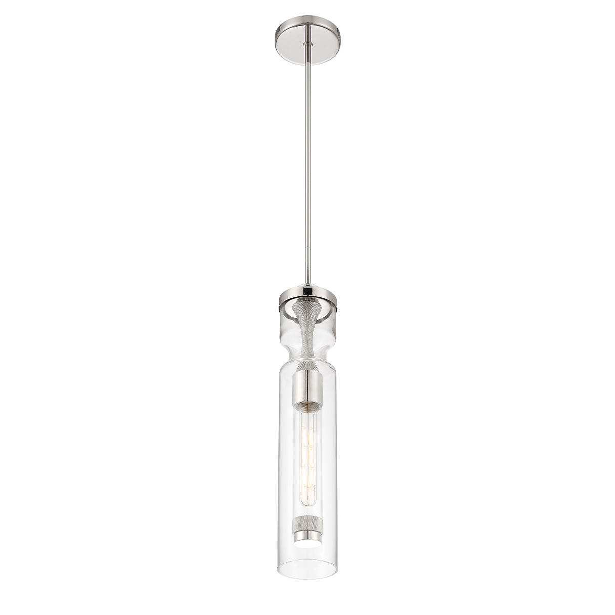 Eurofase Lighting Mistero 21" Dimmable Satin Nickel Pendant Light With Clear Glass Shade