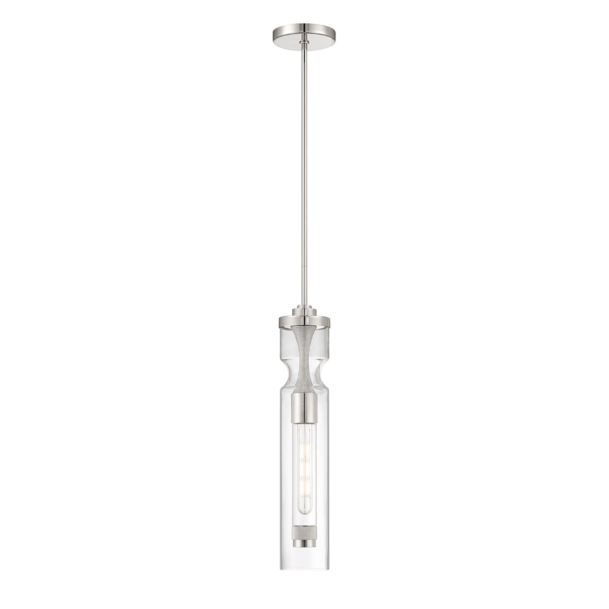 Eurofase Lighting Mistero 21" Dimmable Satin Nickel Pendant Light With Clear Glass Shade