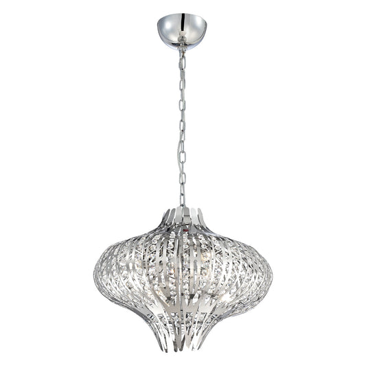 Eurofase Lighting Monica 20" 6-Light Dimmable Halogen Chrome Chandelier With Clear Crystal Accents