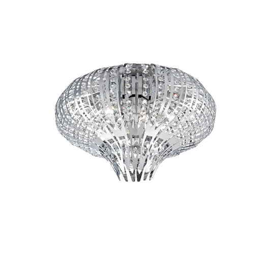 Eurofase Lighting Monica 20" 6-Light Small Dimmable Halogen Chrome Flush Mount With Clear Crystal Accents