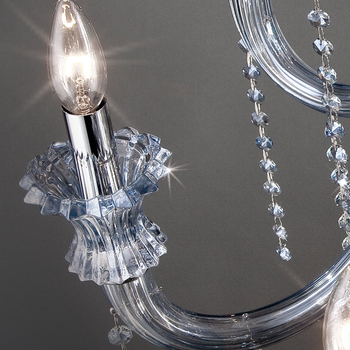 Eurofase Lighting Nava 23" 4-Light Dimmable Halogen Bare Bulb Chrome Chandelier With Blown Glass Bead Accents