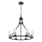Eurofase Lighting Nerito 26" 6-Light Dimmable Candelabra Matte Black Round Chandelier With Clear Glass Shades