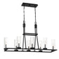 Eurofase Lighting Nerito 42" 8-Light Dimmable Candelabra Matte Black Chandelier With Clear Glass Shades