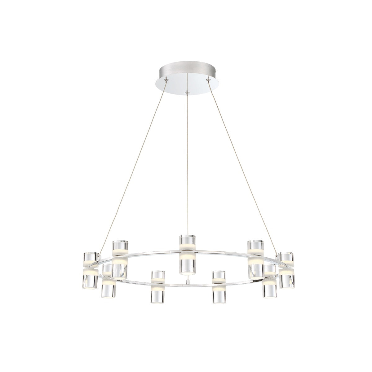 Eurofase Lighting Netto 25" 9-Light Round Dimmable Integrated LED Chrome Metal Chandelier With Clear Acrylic Shades