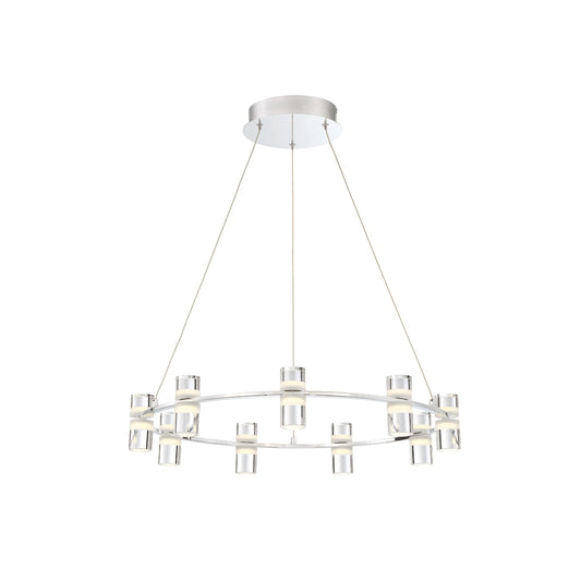 Eurofase Lighting Netto 25" 9-Light Round Dimmable Integrated LED Chrome Metal Chandelier With Clear Acrylic Shades