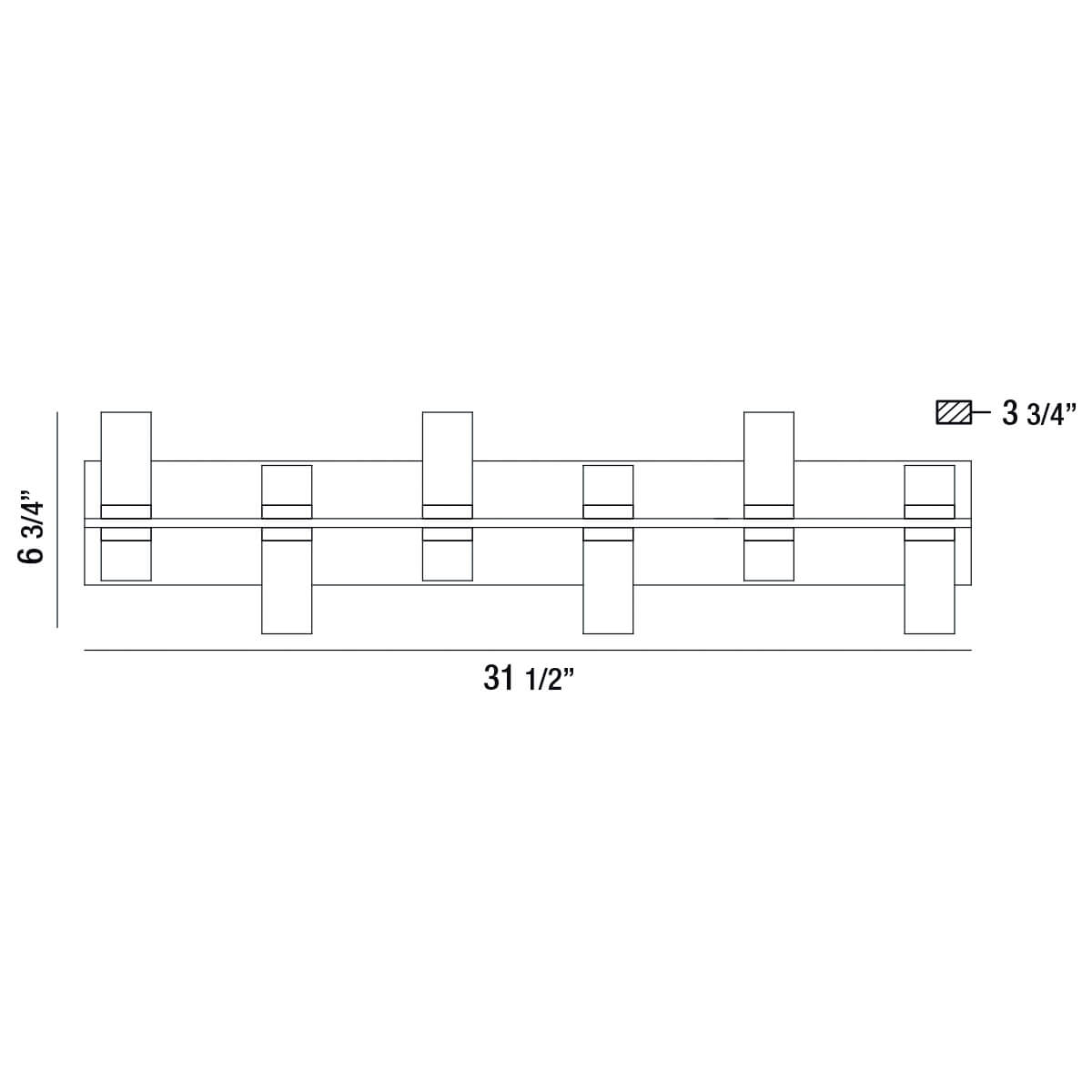 Eurofase Lighting Netto 32" 6-Light Dimmable Integrated LED Chrome Metal Bath Bar With Clear Acrylic Shades