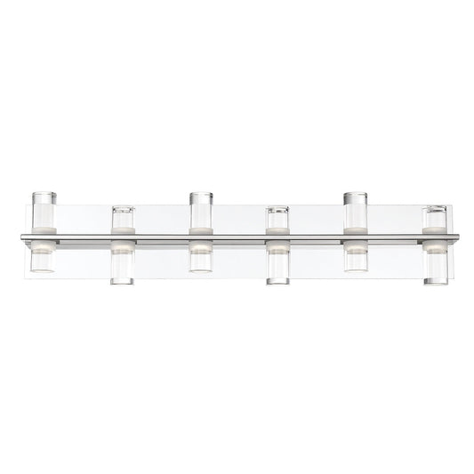 Eurofase Lighting Netto 32" 6-Light Dimmable Integrated LED Chrome Metal Bath Bar With Clear Acrylic Shades