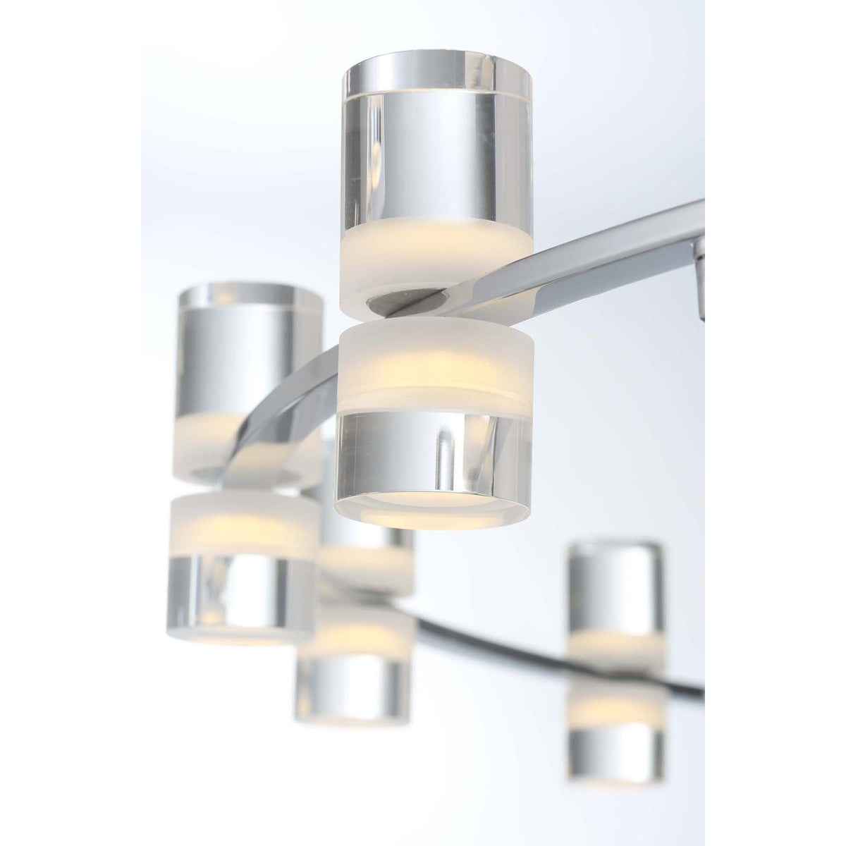 Eurofase Lighting Netto 33" 12-Light Round Dimmable Integrated LED Chrome Metal Chandelier With Clear Acrylic Shades