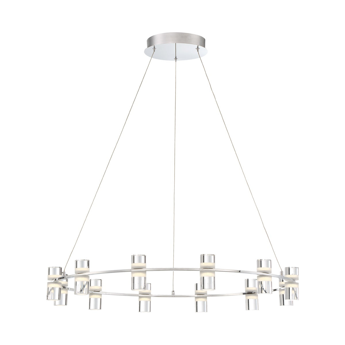 Eurofase Lighting Netto 33" 12-Light Round Dimmable Integrated LED Chrome Metal Chandelier With Clear Acrylic Shades