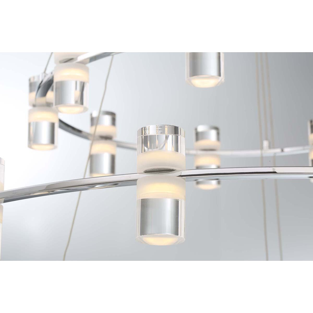 Eurofase Lighting Netto 41" 3-Tier Round Dimmable Integrated LED Chrome Metal Chandelier With Clear Acrylic Shades