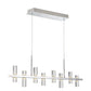 Eurofase Lighting Netto 42" 8-Light Linear Dimmable Integrated LED Chrome Metal Chandelier With Clear Acrylic Shades