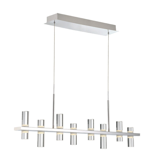 Eurofase Lighting Netto 42" 8-Light Linear Dimmable Integrated LED Chrome Metal Chandelier With Clear Acrylic Shades