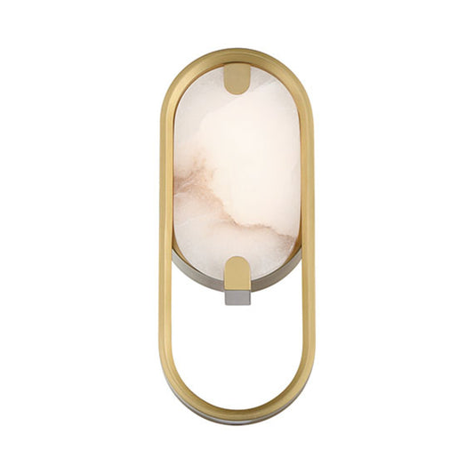 Eurofase Lighting Noga 11" 1-Light Integrated LED Alabaster Shade Gold Steel Wall Sconce