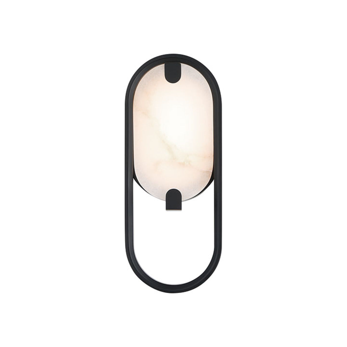 Eurofase Lighting Noga 11" 1-Light Integrated LED Alabaster Shade Matte Black Steel Wall Sconce