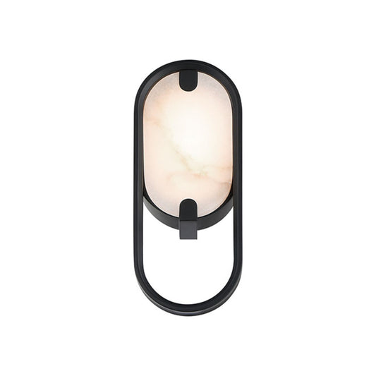 Eurofase Lighting Noga 11" 1-Light Integrated LED Alabaster Shade Matte Black Steel Wall Sconce
