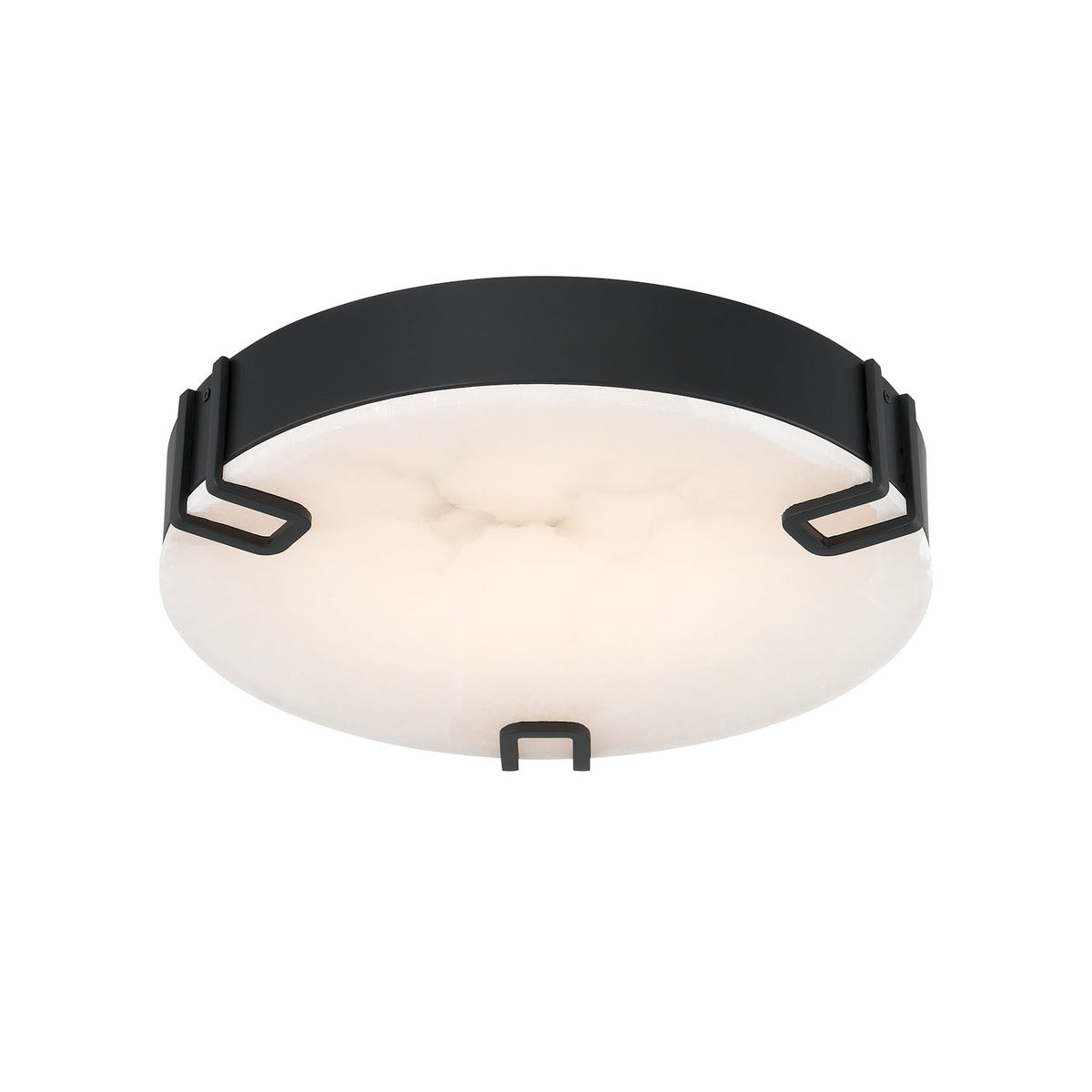 Eurofase Lighting Noga 16" 1-Light Integrated LED Alabaster Shade Matte Black Steel Ceiling Light