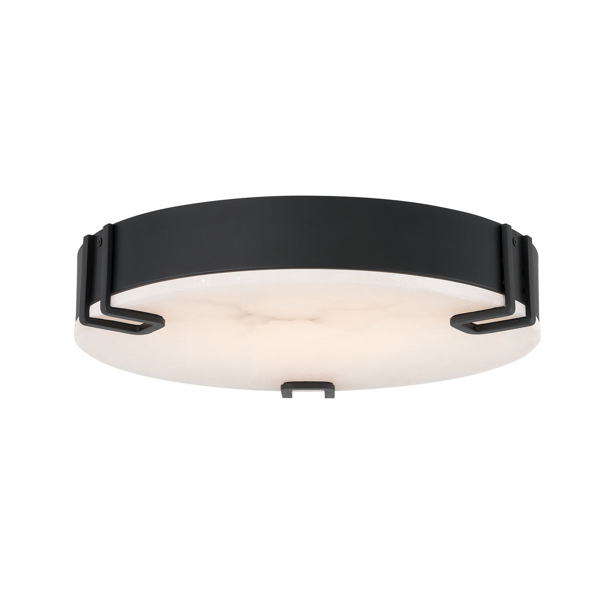 Eurofase Lighting Noga 16" 1-Light Integrated LED Alabaster Shade Matte Black Steel Ceiling Light
