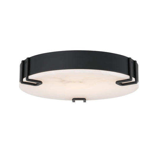 Eurofase Lighting Noga 16" 1-Light Integrated LED Alabaster Shade Matte Black Steel Ceiling Light