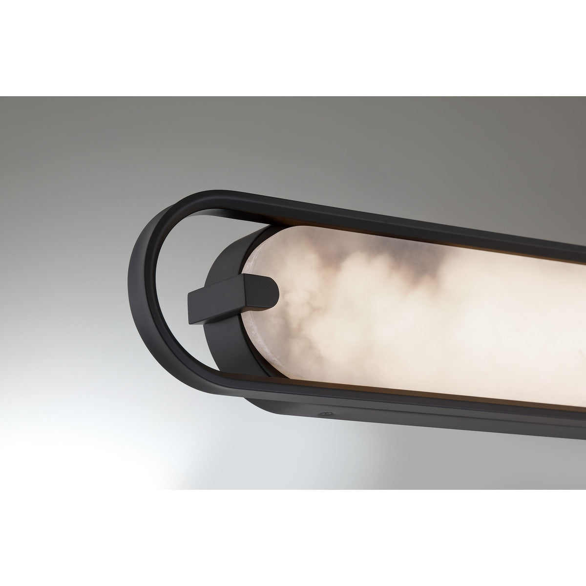 Eurofase Lighting Noga 24" 1-Light Integrated LED Alabaster Shade Matte Black Steel Wall Sconce