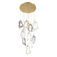 Eurofase Lighting Norah 24" 12-Light Integrated LED Glass Shade Gold Steel Multi-Drop Chandelier