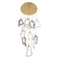 Eurofase Lighting Norah 24" 12-Light Integrated LED Glass Shade Gold Steel Multi-Drop Chandelier