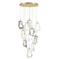 Eurofase Lighting Norah 24" 12-Light Integrated LED Glass Shade Gold Steel Multi-Drop Chandelier