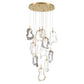 Eurofase Lighting Norah 24" 12-Light Integrated LED Glass Shade Gold Steel Multi-Drop Chandelier